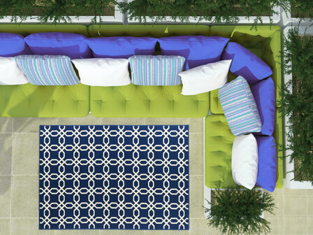 Blauw kortpolig modern vloerkleed Mikonos Blauw