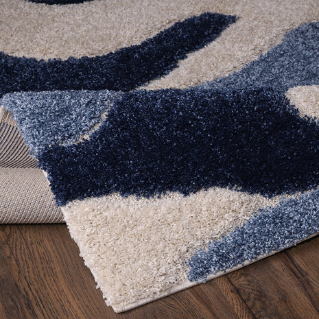 Polair opzettelijk Marine Modern hoogpolig vloerkleed Lima blauw 3509 - Vloerkleed en karpet