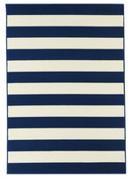 Goedkoop blauw gestreept vloerkleed Lefkada Blauw