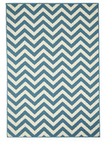 Modern gestreept vloerkleed Naksos Blauw