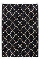 Patchwork lederen vloerkleed zwart